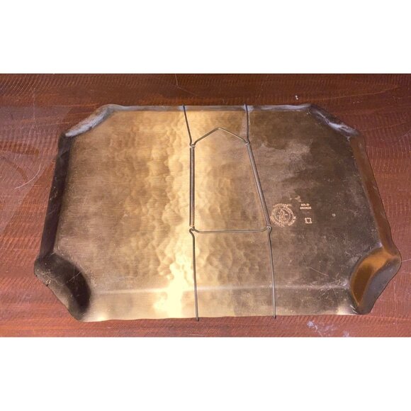 Wendell August Bronze Decorative Tray Handmade Forge Rustic Scenic 12 by 9 - Picture 4 of 10